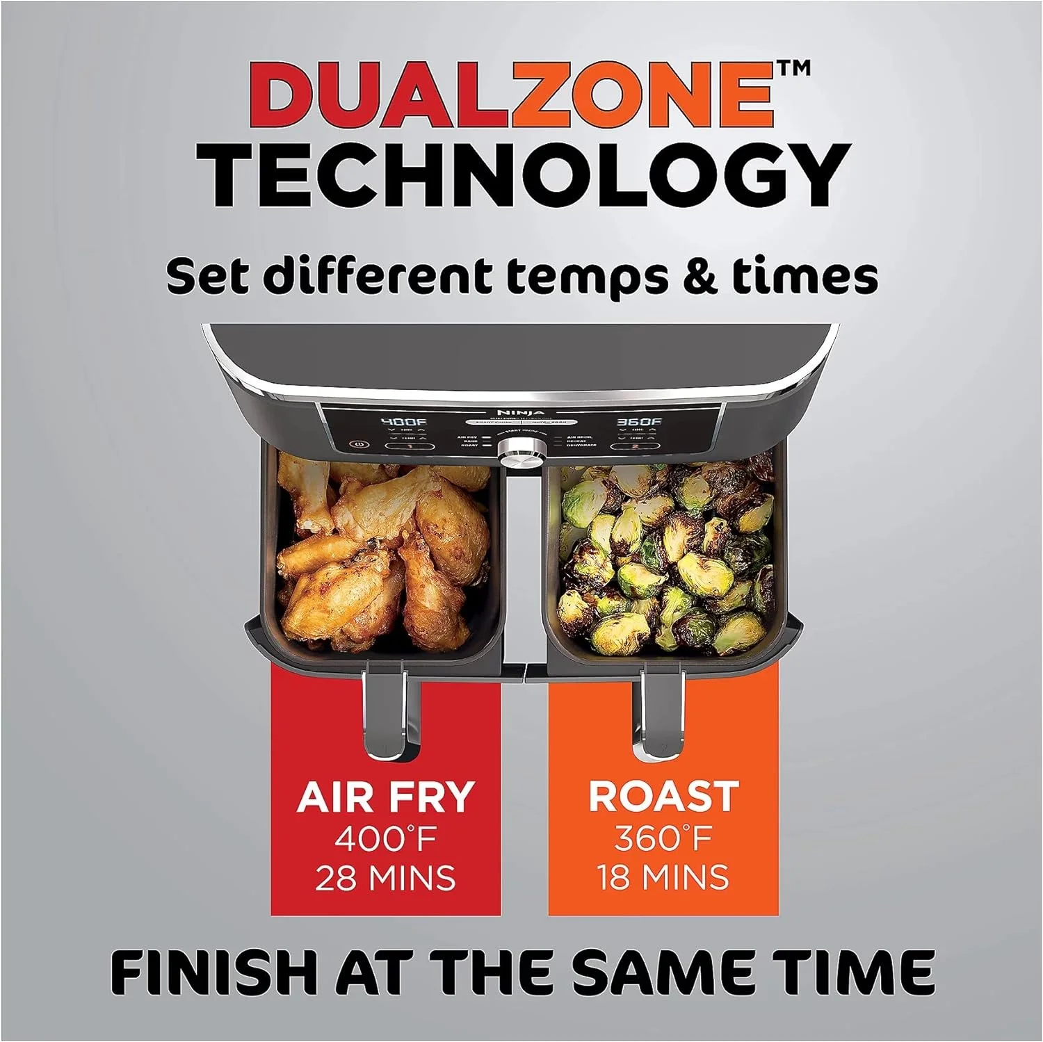 Restored Ninja DZ401 Foodi 6-in-1 10-qt. 2-Basket Air Fryer with DualZone Technology, WHITE (Refurbished)