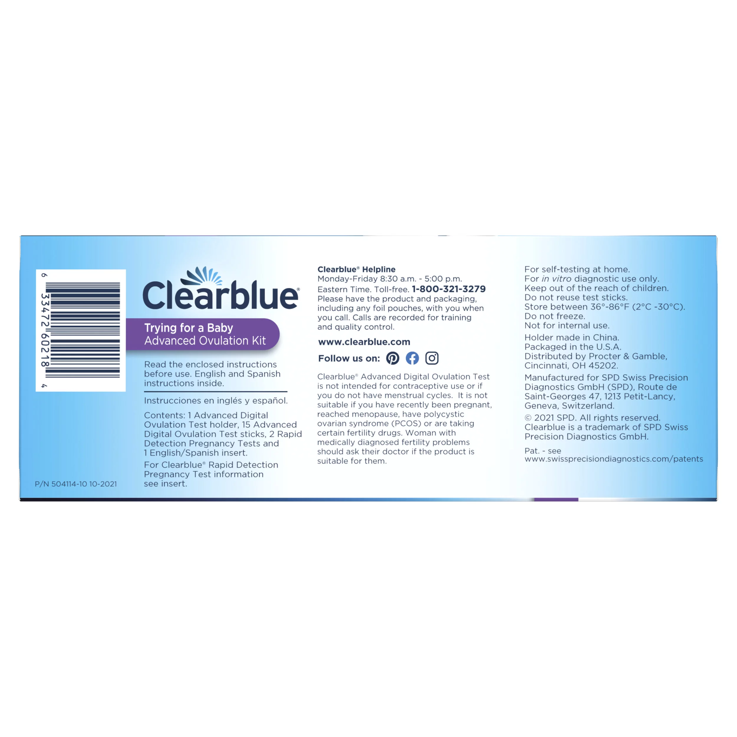 Clearblue Advanced Ovulation Test Combination Pack, 15 Advanced Ovulation Tests and 2 Rapid Detection Pregnancy Tests, 17ct
