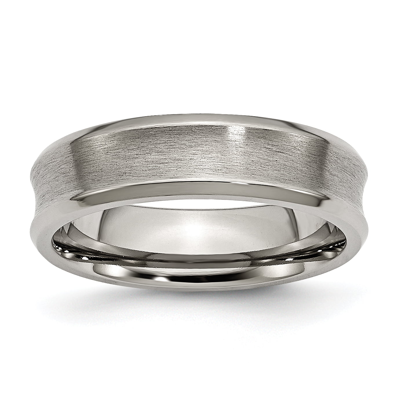 Carat In Karats Titanium Brushed and Polished Concave 6mm Beveled Edge Band Size 12.5 - Unisex Ring