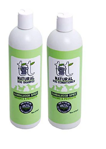 sandalwood spice natural dog shampoo and conditioner 16 ounce bundle
