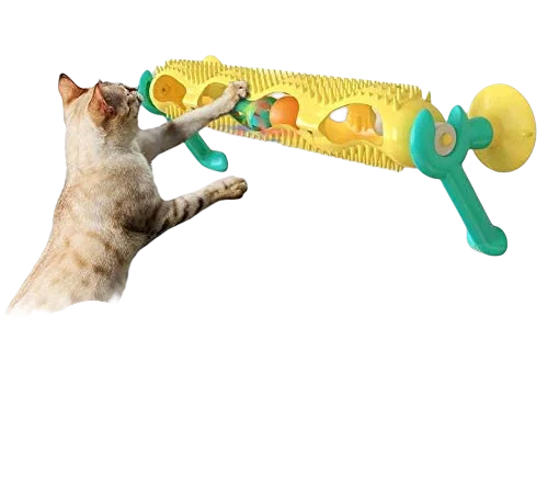 Indoor Pet Cat Puzzle Track Ball Turntable Cat Toy with Suction Cup Fun Interactive Funny Cat Snatching Self-Hey Fighting Toy