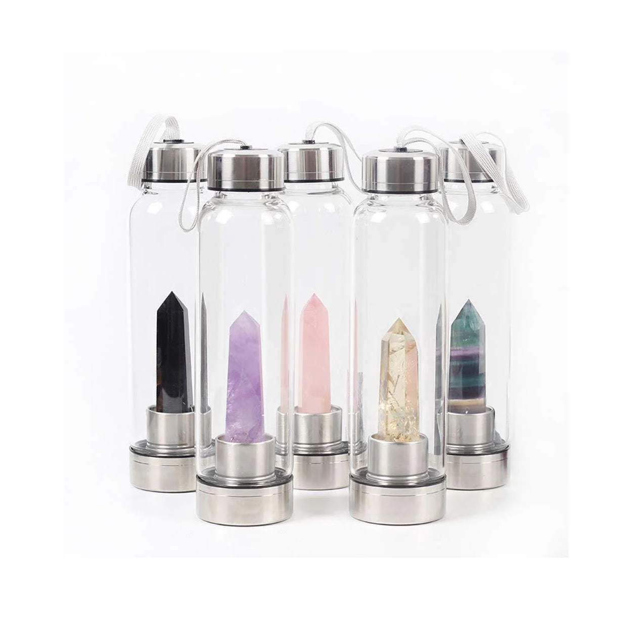 Crystal Infuser Glass Water Bottle - 1 - Nourish Body & Soul