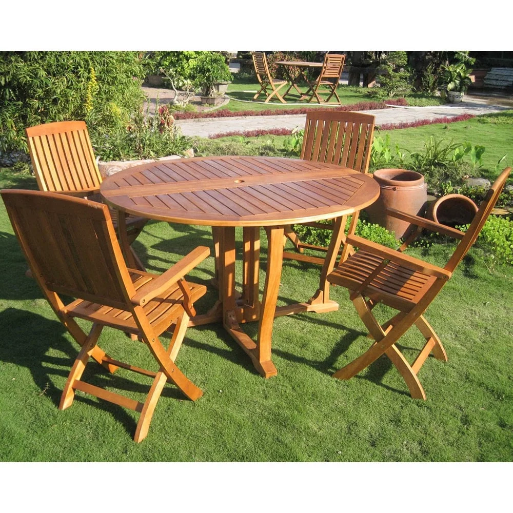 International Caravan Royal Tahiti Marbella 5 pc. Outdoor Wood Patio Dining Set