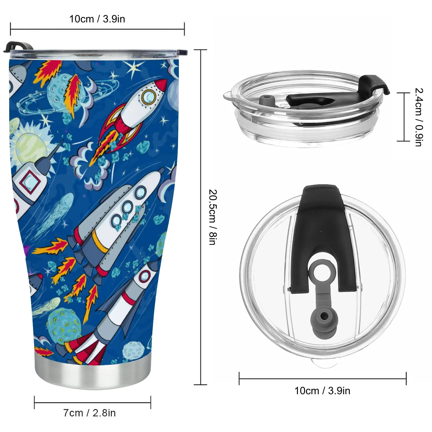 Hidove Stainless Steel Tumbler, Rockets 30oz Leak Proof & Stainless Steel Bottle for Hot & Cold Drinks - Coffee Travel Mug, Water Metal Canteen, Thermal Cup