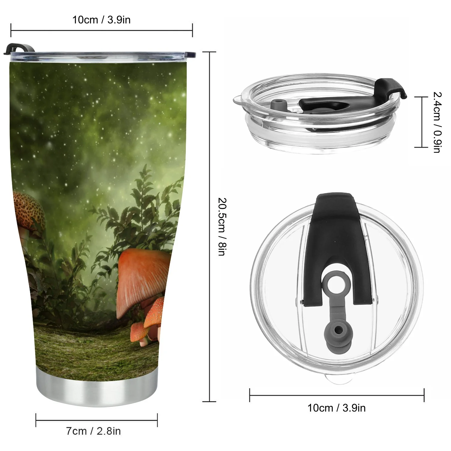 Hidove Stainless Steel Tumbler, Fantasy Scenery with Mushrooms 30oz Leak Proof & Stainless Steel Bottle for Hot & Cold Drinks - Coffee Travel Mug, Water Metal Canteen, Thermal Cup