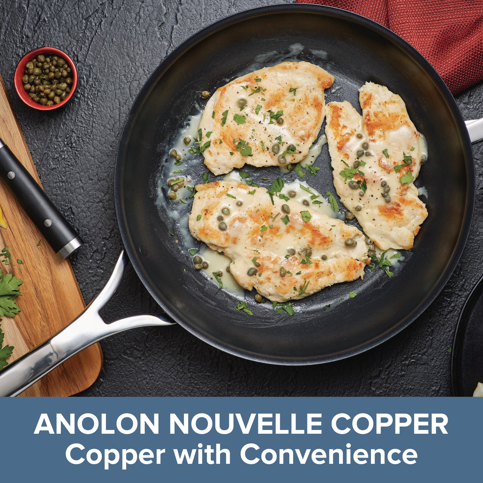 Anolon Nouvelle Copper Luxe2 Pc Nonstick Frying Pan Set, Onyx