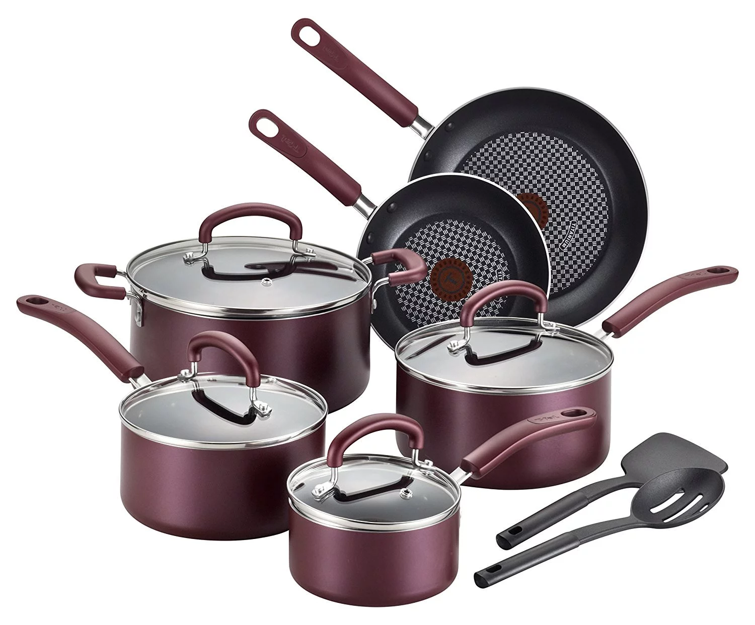T-Fal, Color Luxe Nonstick Titanium, Dishwasher Safe 12 Piece Cookware