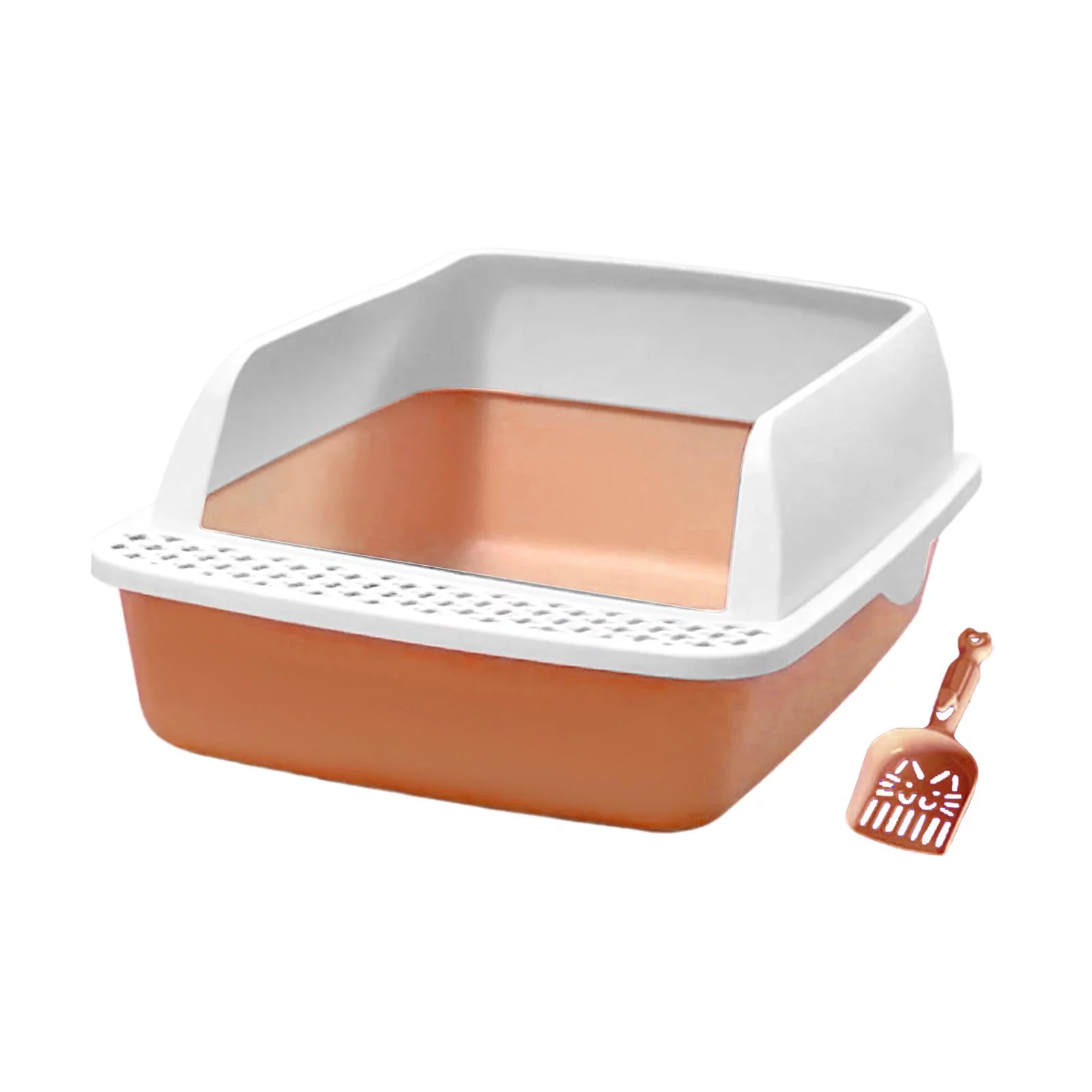 Cat with Litter Sifting Prevent Leakage High Sided Easy to Clean Heightening Splashing Removable Kitty Litter Tray Pink