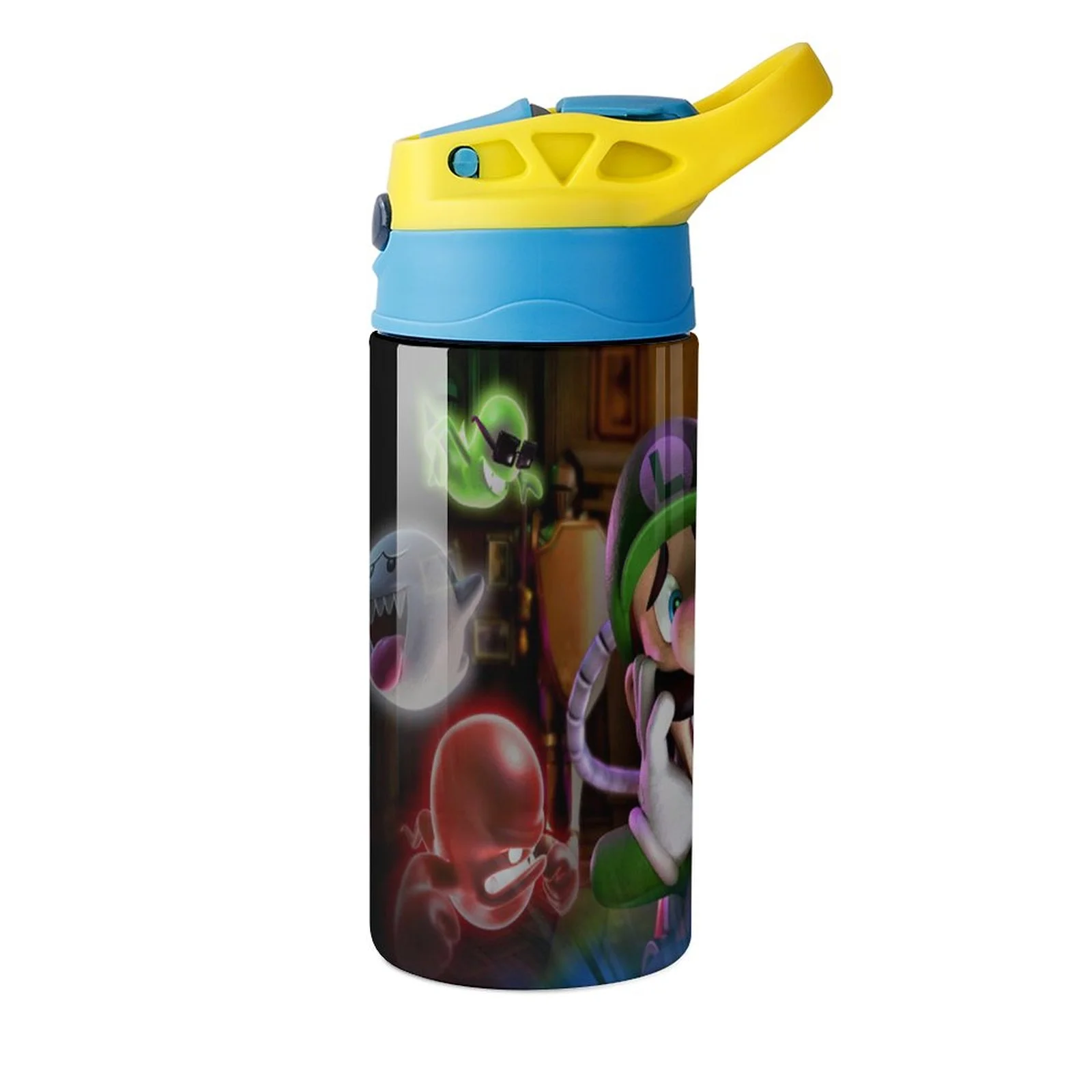 Scary Luigi's Mansion Kid's Insulated Water Bottle With Straw Vacuum Stainless Steel Cup Leak-Proof Children Toddler Thermoses