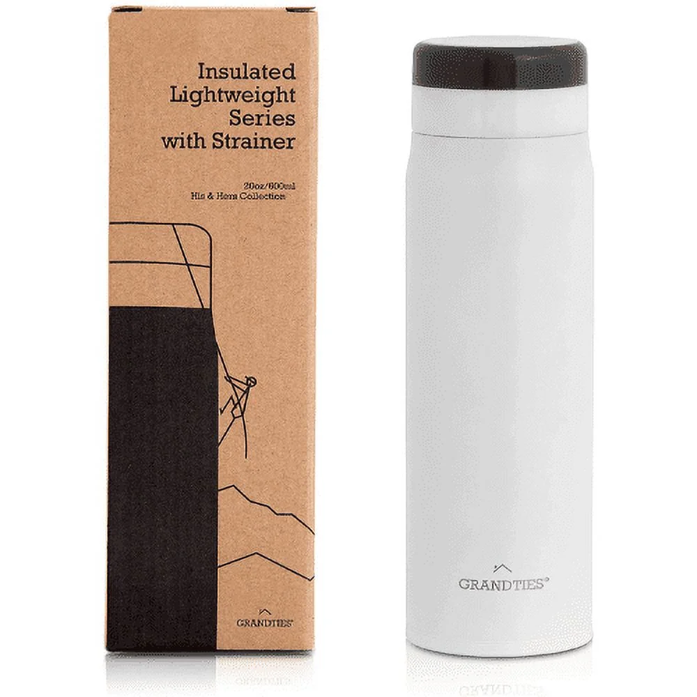 GrandTies 20oz Travel Water Bottle - White