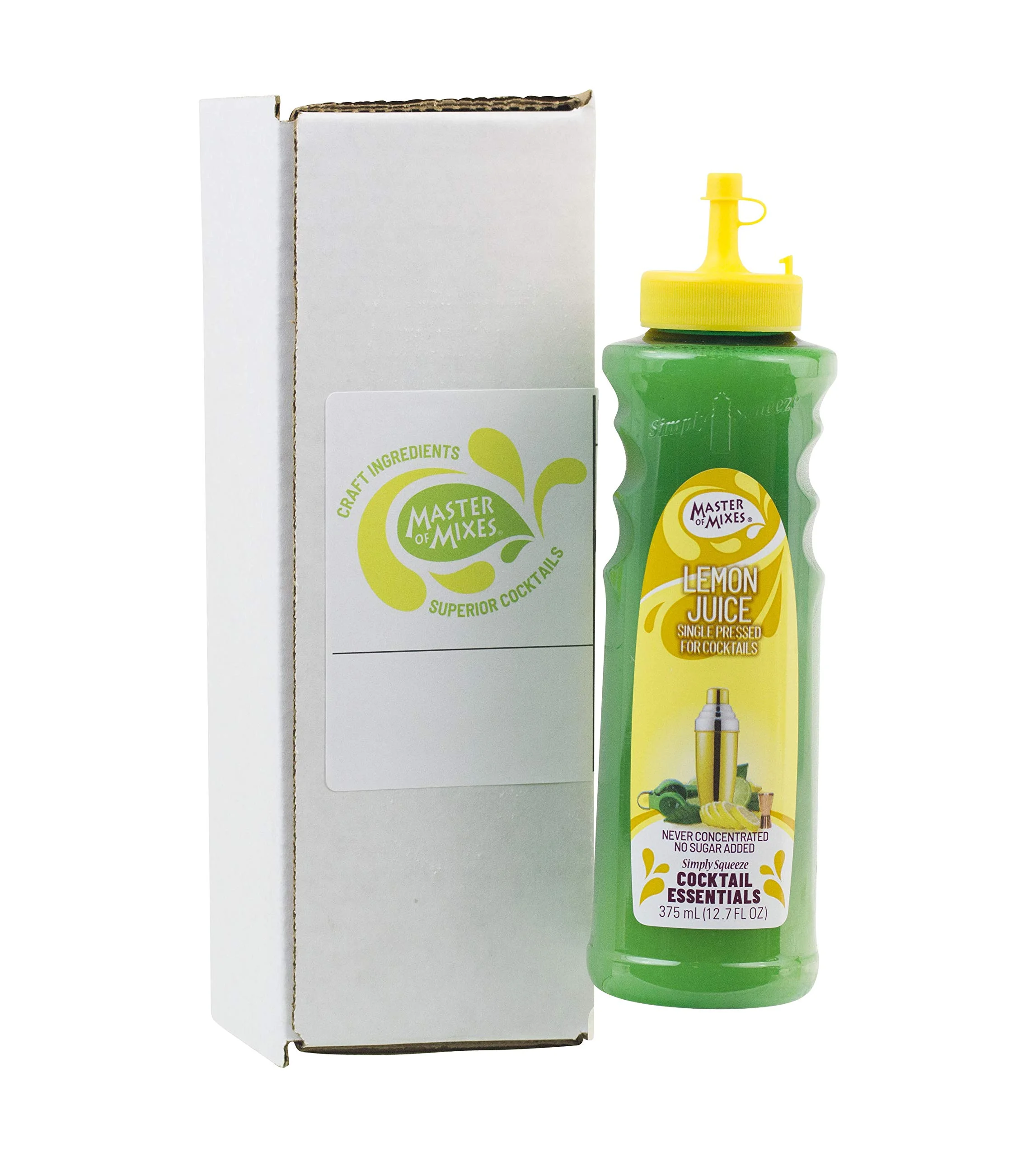 Master of Mixes Cocktail Essentials Single Pressed Lemon Juice, 375 ML Bottle (12.7 Fl Oz), Individually Boxed