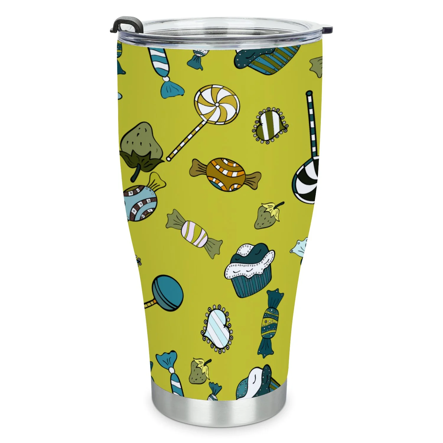 Hidove Stainless Steel Tumbler, Sweets and Candies 30oz Leak Proof & Stainless Steel Bottle for Hot & Cold Drinks - Coffee Travel Mug, Water Metal Canteen, Thermal Cup
