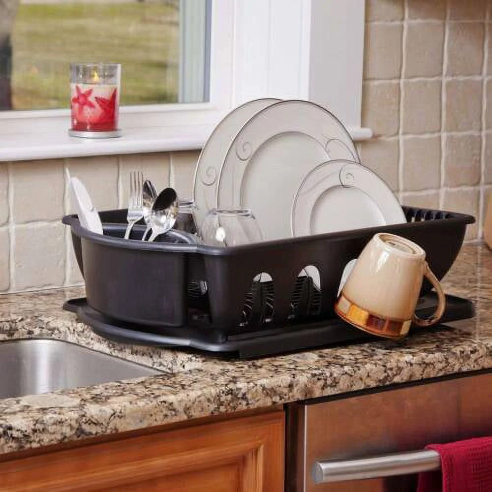 2 Piece Sterilite Large Plastic Dish Drainer Dry Rack