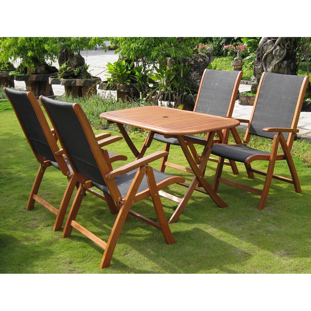 International Caravan Tordera Royal Tahiti 5-Piece Dining Set in Stain