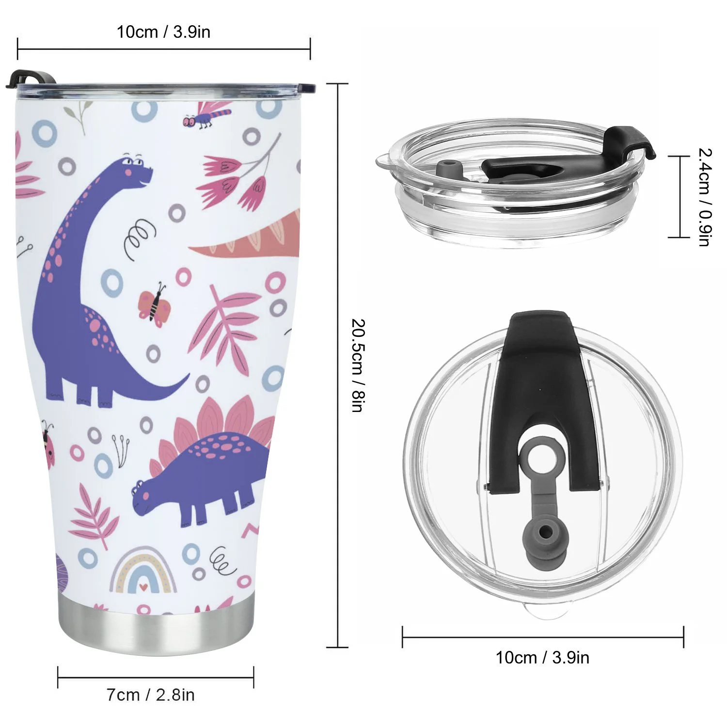 Hidove Stainless Steel Tumbler, Dinosaur 30oz Leak Proof & Stainless Steel Bottle for Hot & Cold Drinks - Coffee Travel Mug, Water Metal Canteen, Thermal Cup