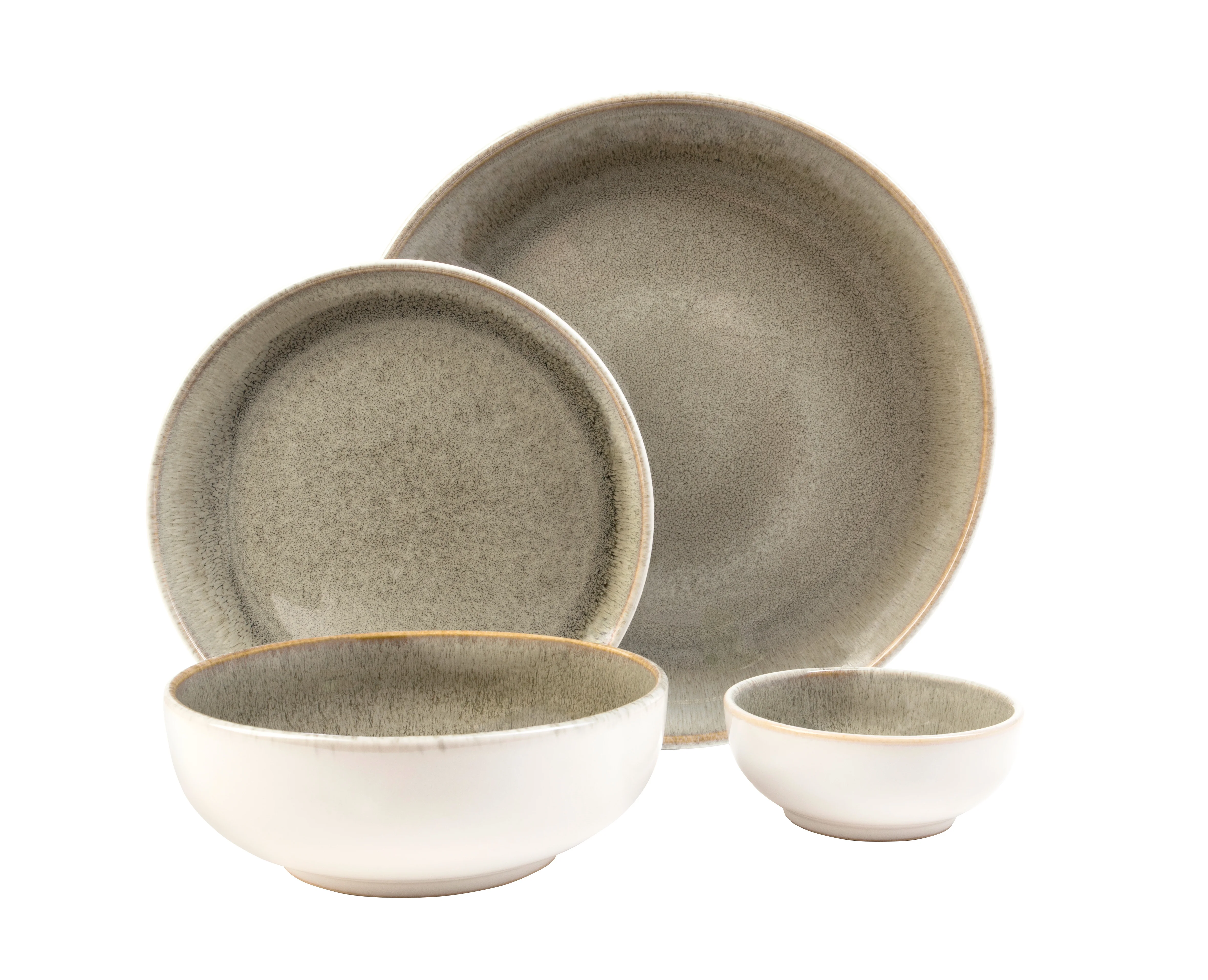 Sango Resona Stoneware Dinnerware Set, 16-Piece, Moss Green