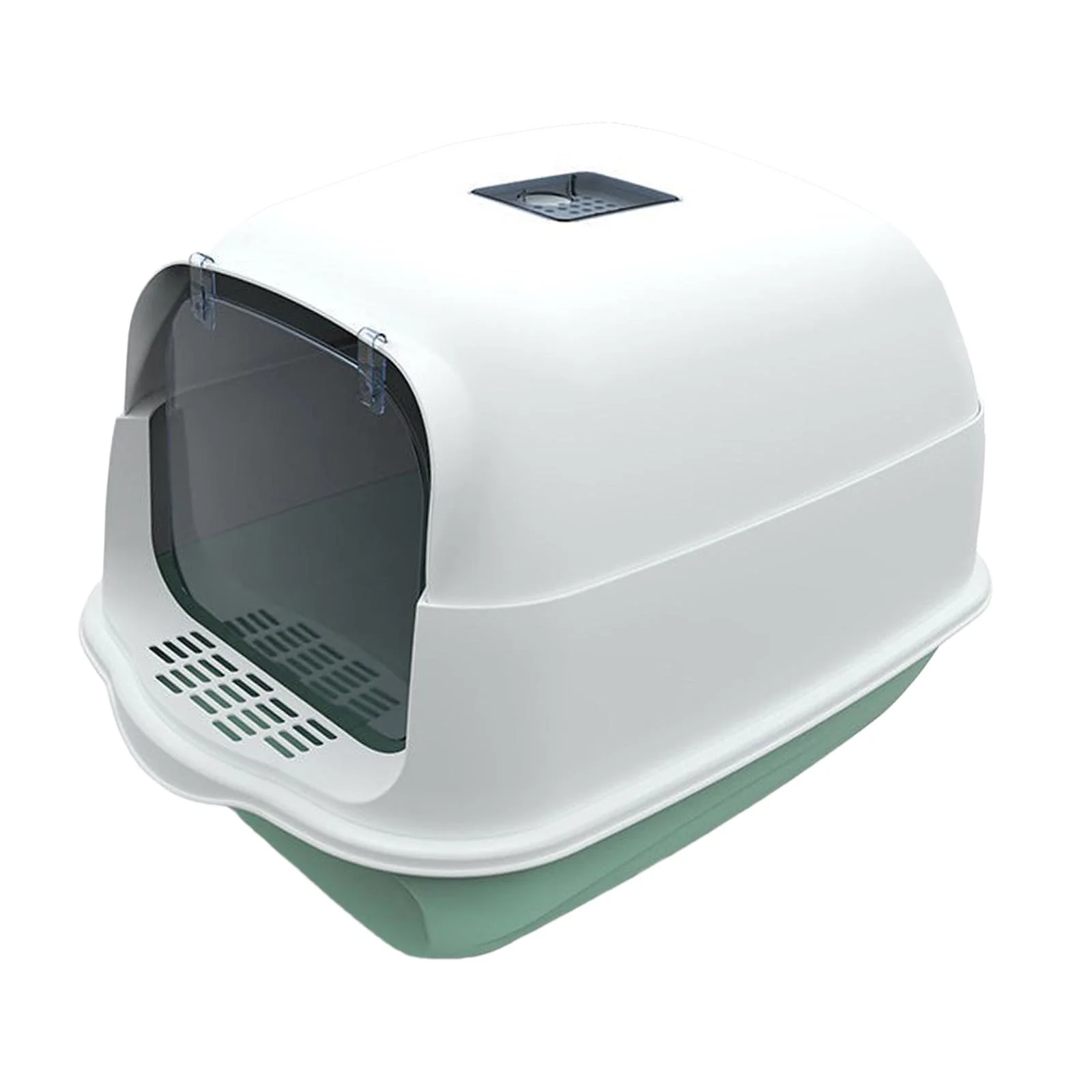 Cat Fully Enclosed Easy to Clean Prevent Smell Anti Splashing Waterproof Litter Pan Reusable Toilet Pet Supplies Cat Toilet Green Bottom