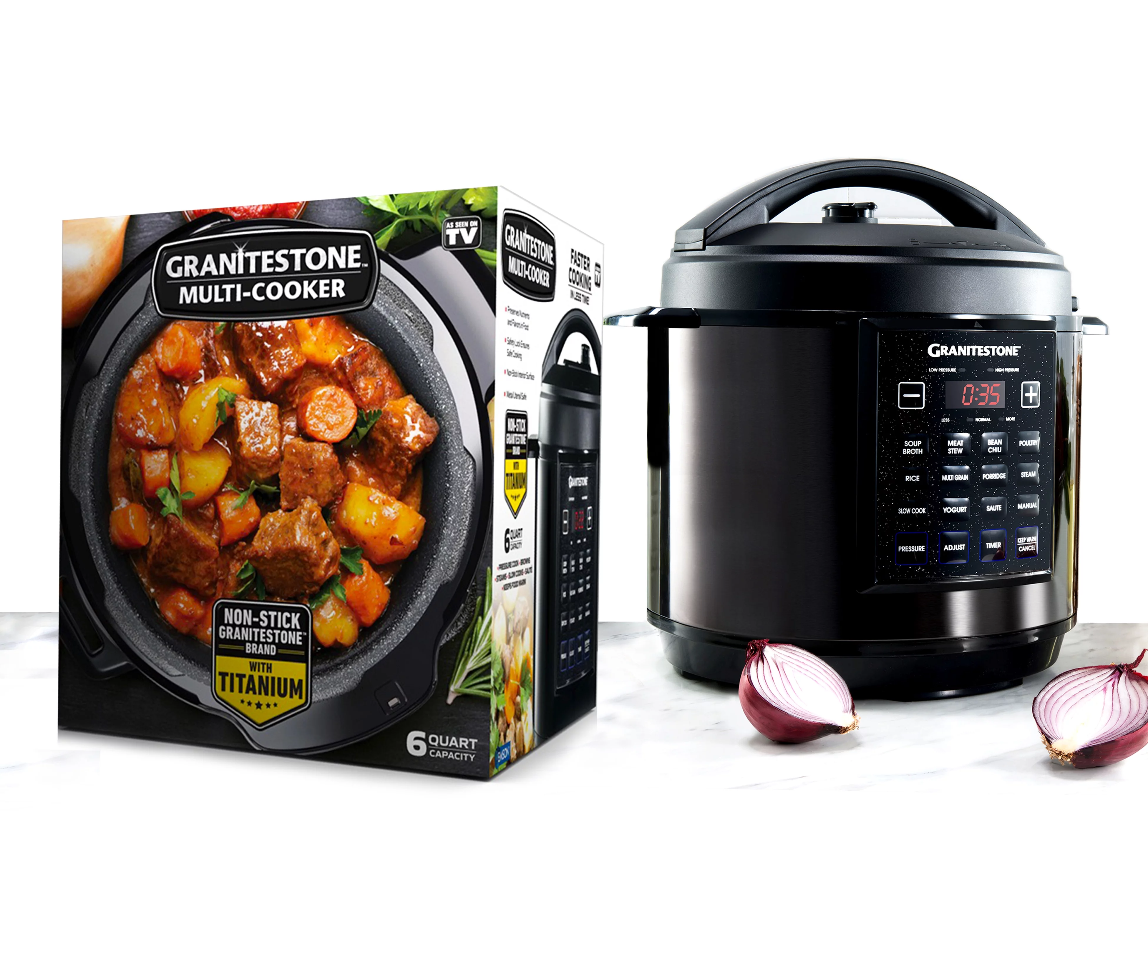Granite Stone Diamond 12 in 1 Non Stick Multi Cooker, 6 Quart – As Seen on TV!