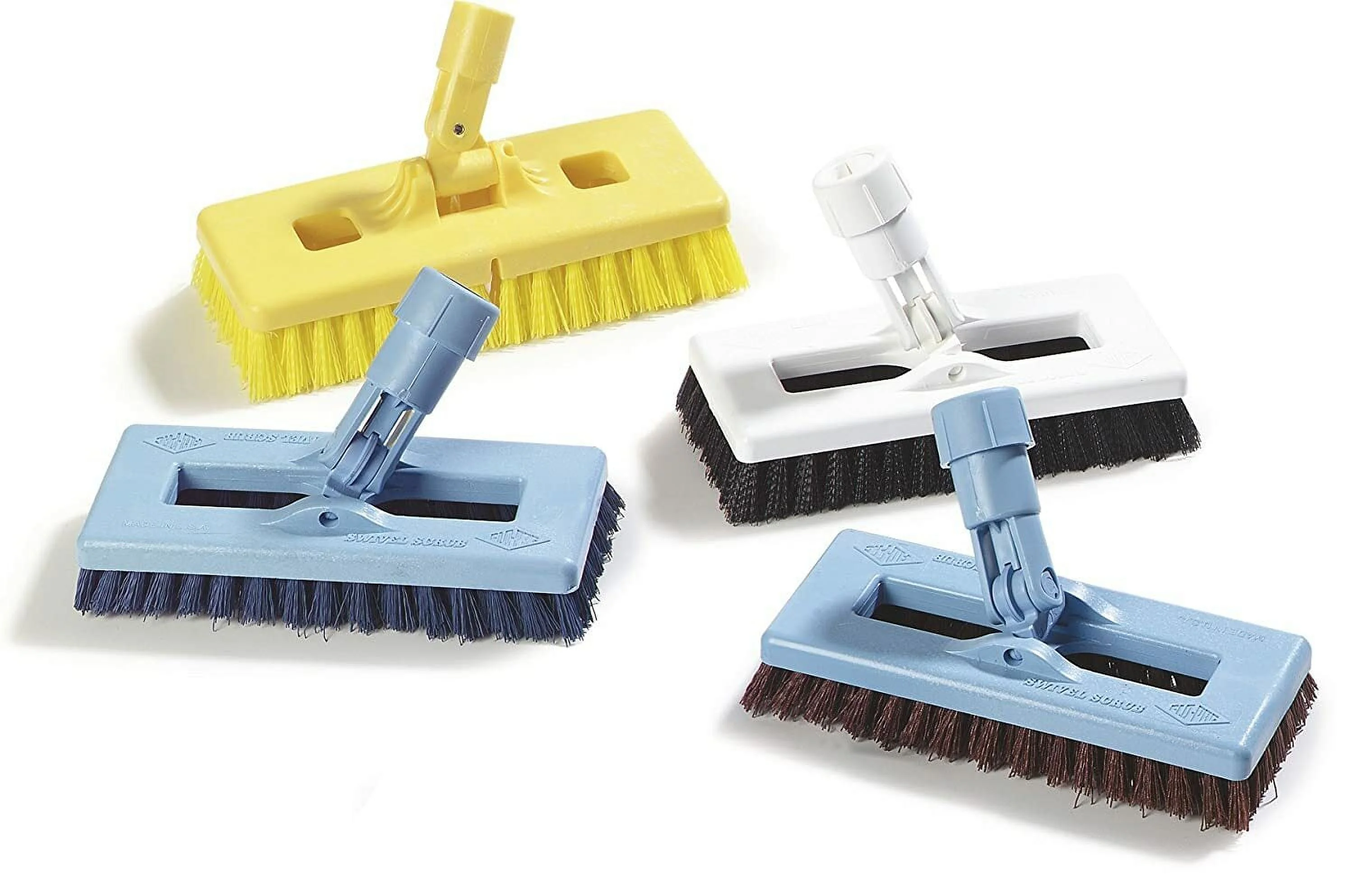 Carlisle 363883103 Plastic Block Swivel Scrub Brush, Polyester Bristles, 1