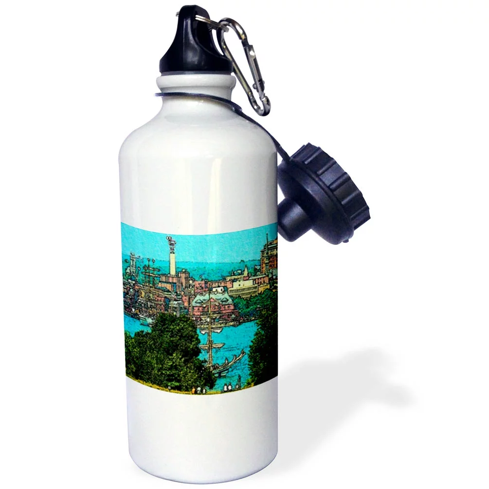 City of New London Cartoon on Canvas 21 oz Sports Water Bottle wb-26301-1
