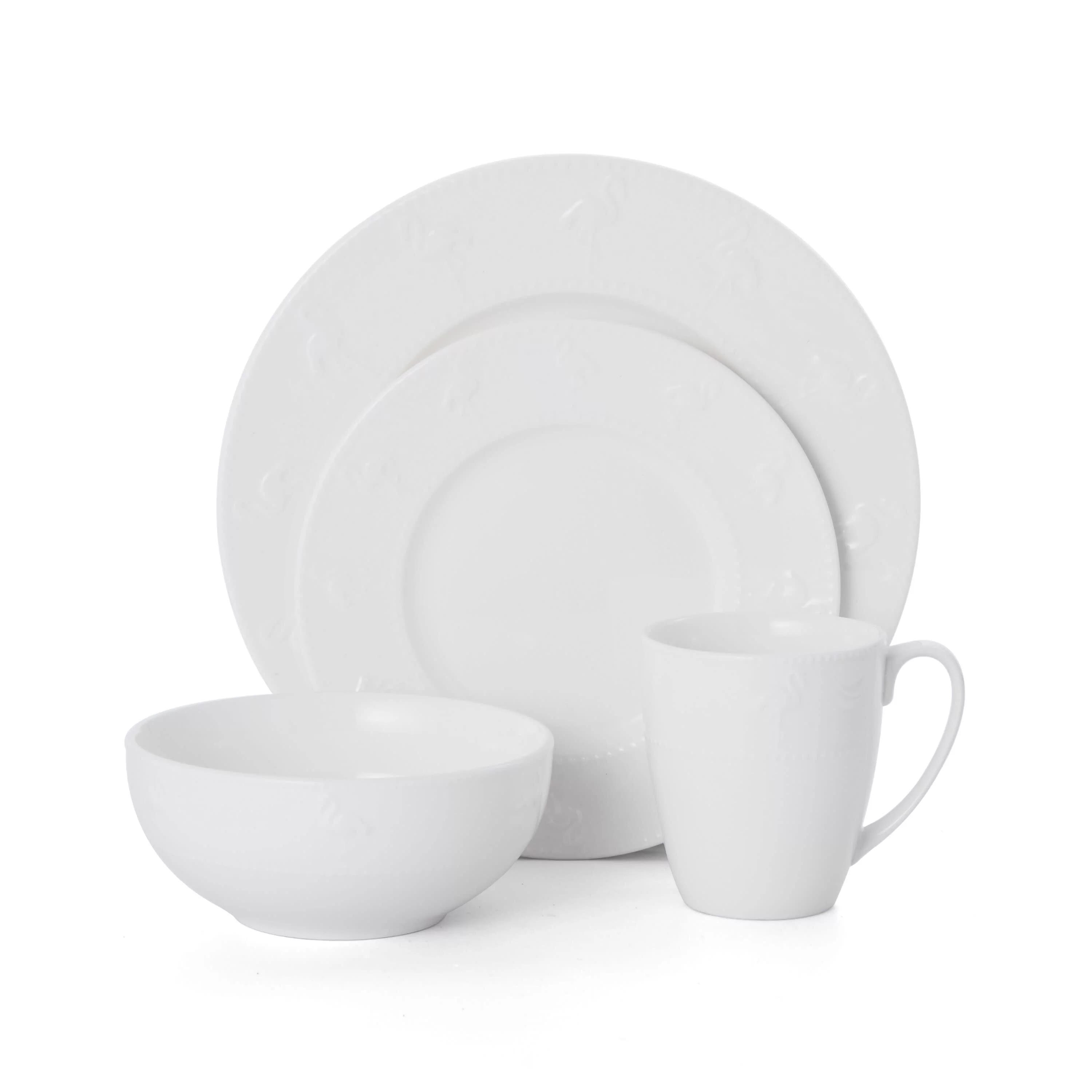 Pfaltzgraff® Flamingo 16-Piece Dinnerware Set Porcelain White