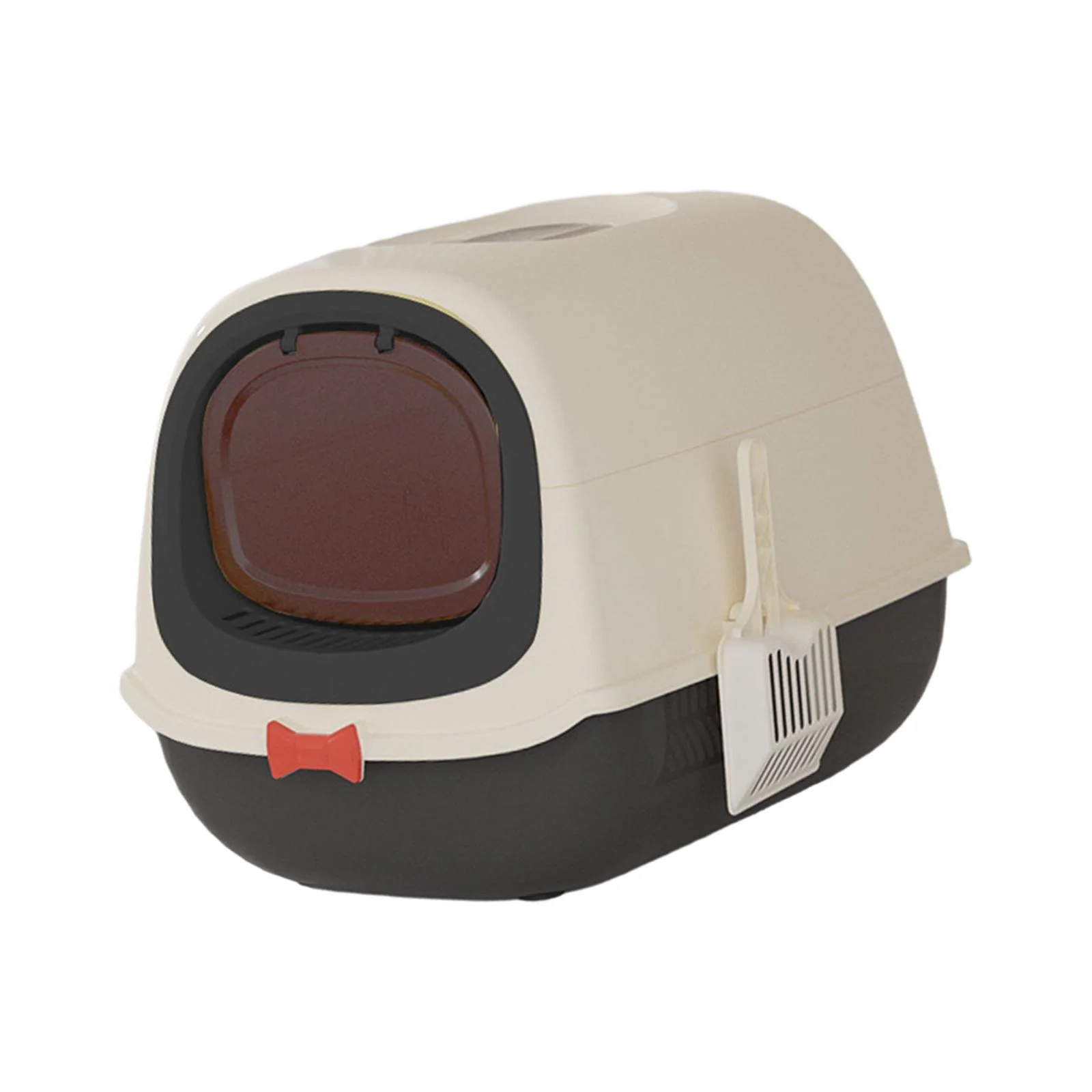 Toysmith Cat with Hood Sealed And Covered Cat Odorless for Indoor Cats Large Removable Cat Litter Kitty Litter Tray black