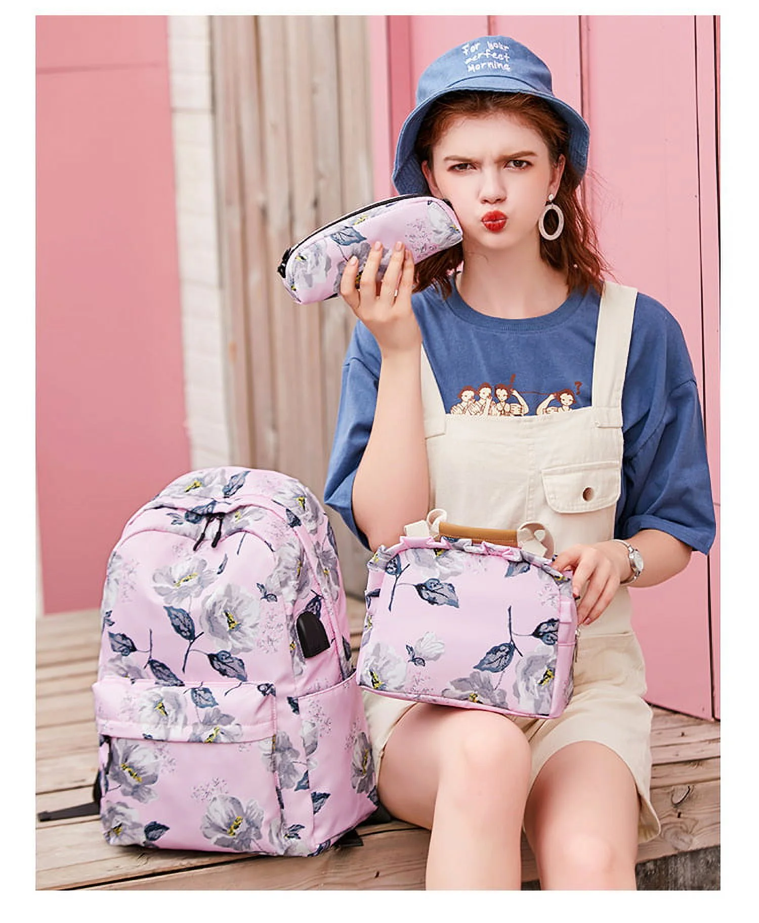 Asge School Backpack Teen Girls Boys Kids Bookbag Set with Lunch Box Pencil Case Travel Laptop Backpack Casual Daypacks