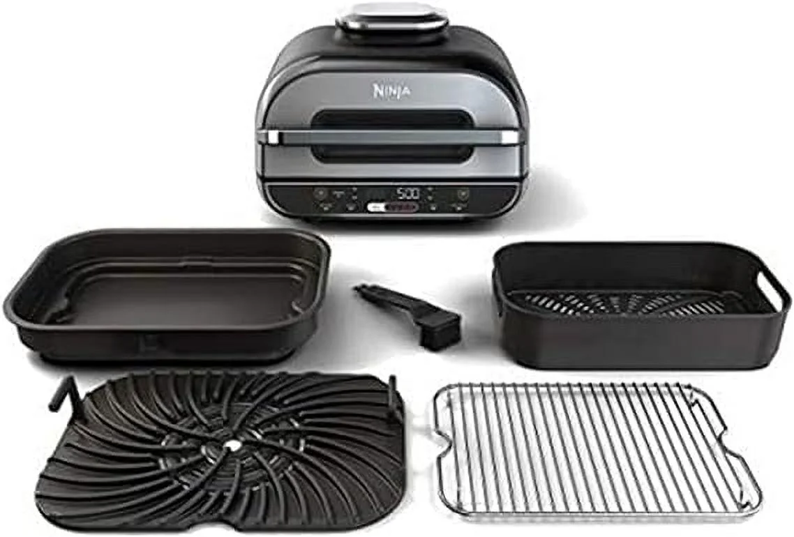 Open Box Ninja Foodi Smart XL 5-in-1 Indoor Grill with 4-Quart Air Fryer BG500A - Black