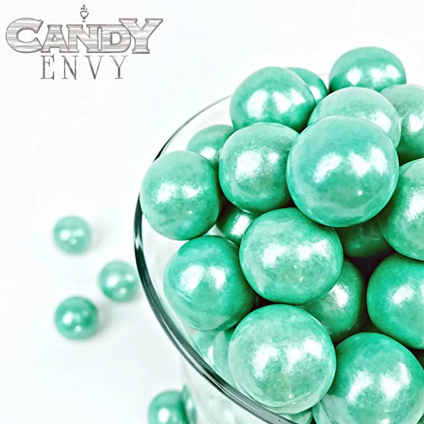 Candy Envy Shimmer Turquoise Gumballs, 2 lb. Bag, Large 1 inch Gum Balls
