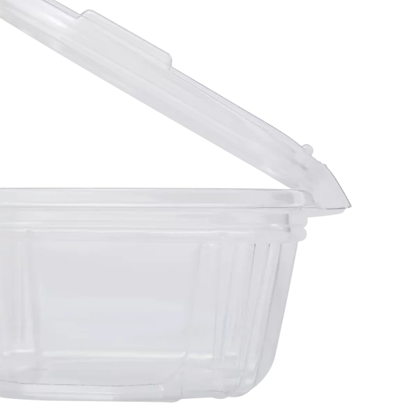 Karat 12oz PET Plastic Tamper Resistant Hinged Deli Container with Lid - 200 sets
