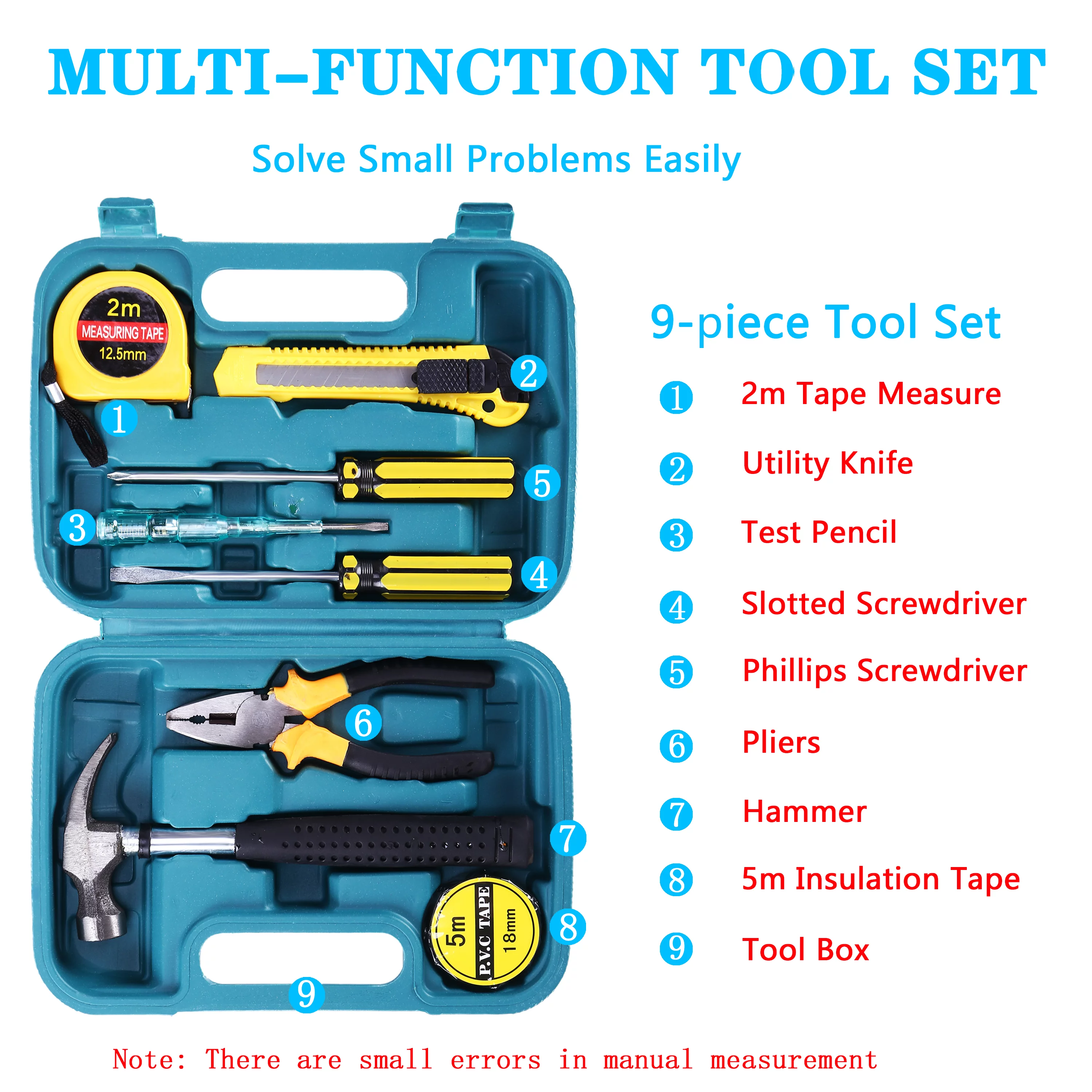 YILAIRIOU Car Emergency Roadside Kit - Auto Vehicle Safety Road Side Assistance Kits with Jumper Cables kit, Safety Hammer, Tow Rope, Reflective Warning Triangle