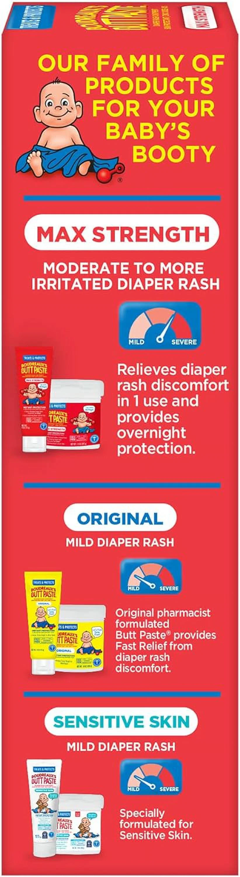 Boudreaux's Butt Paste Maximum Strength Diaper Rash Ointment, 4 Ounce , (Pack of 3) 4 Ounce (Pack of 3)