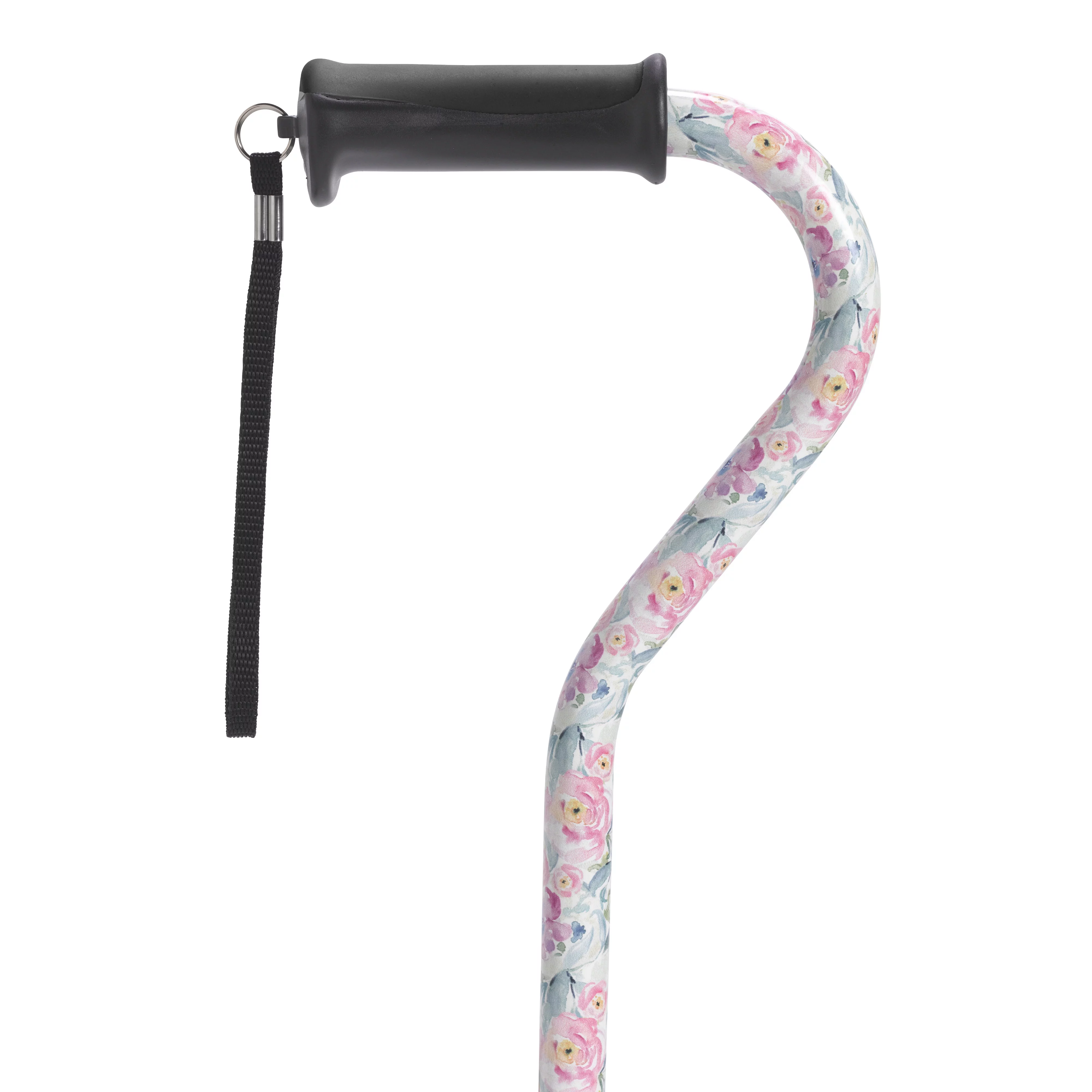 Drive Medical Adjustable Height Offset Handle Cane with Gel Hand Grip, Floral