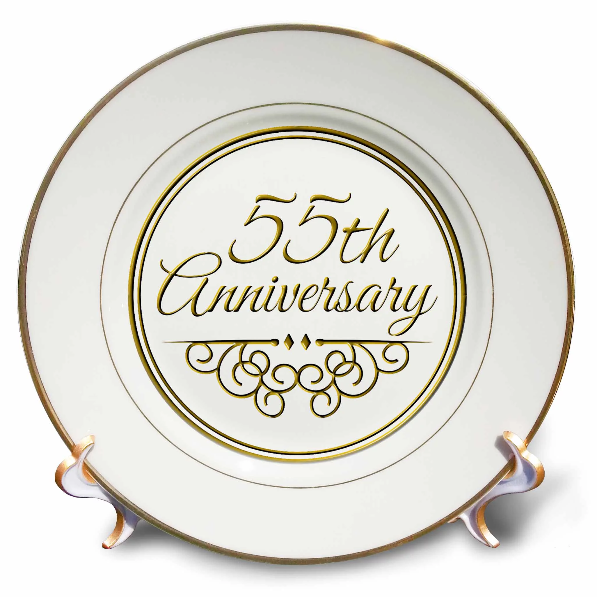 55th Anniversary gift - gold text for celebrating wedding anniversaries - 55 years married together 8 inch Porcelain Plate cp-154497-1
