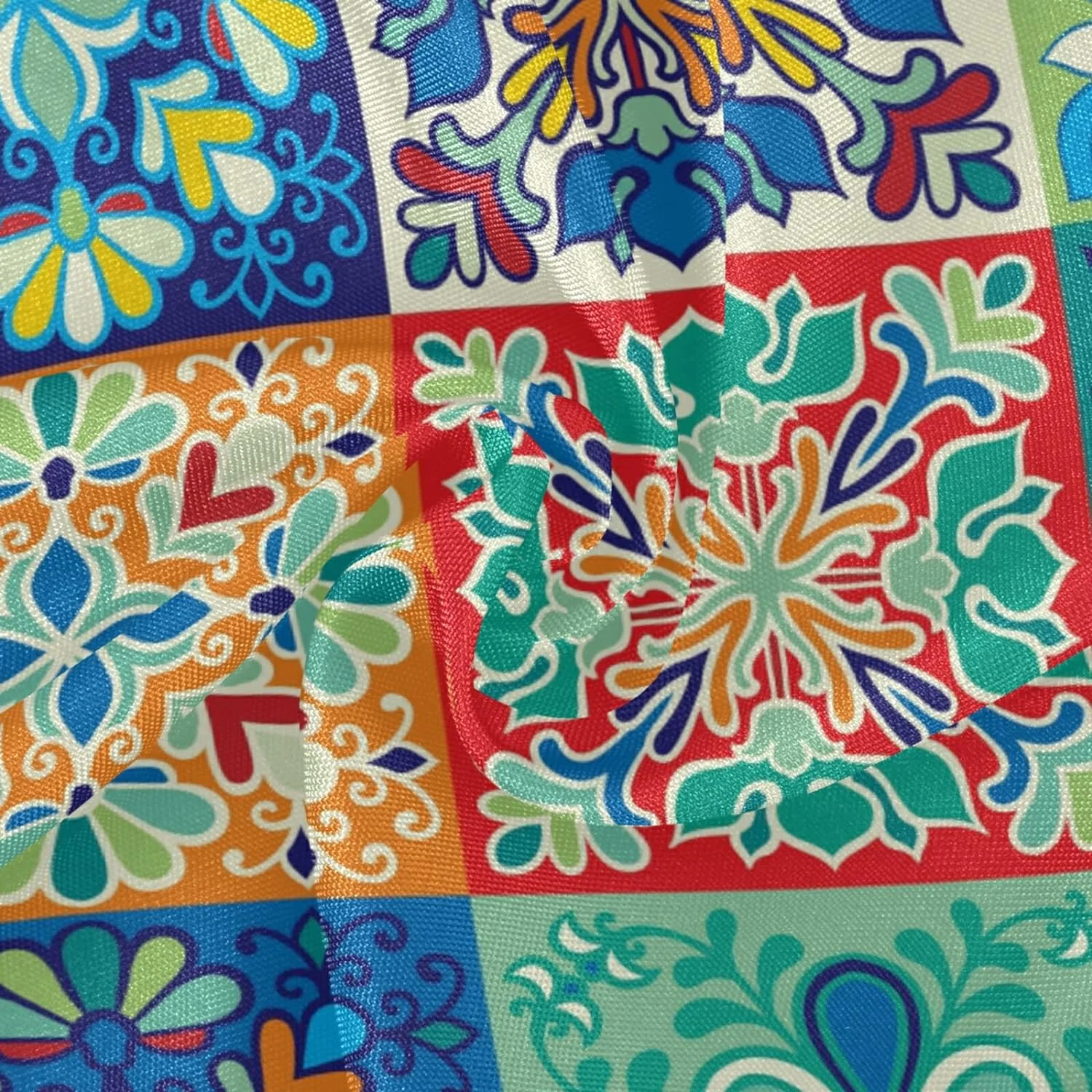 SKYSONIC Mexican Talavera Outdoor Round Tablecloth 60