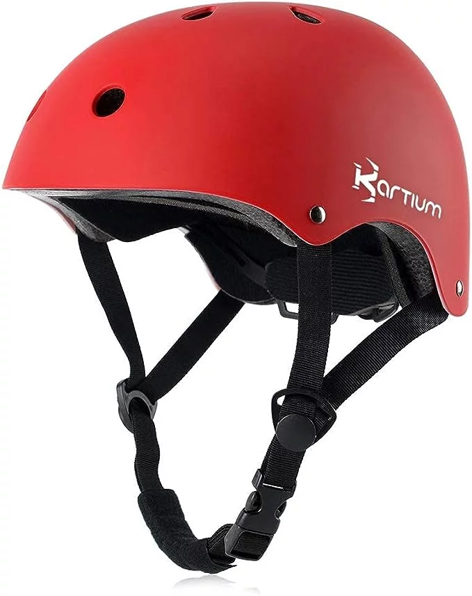 Kartium Adjustable Helmet for Skateboarding for Kids, Teens and Young Adults, Red