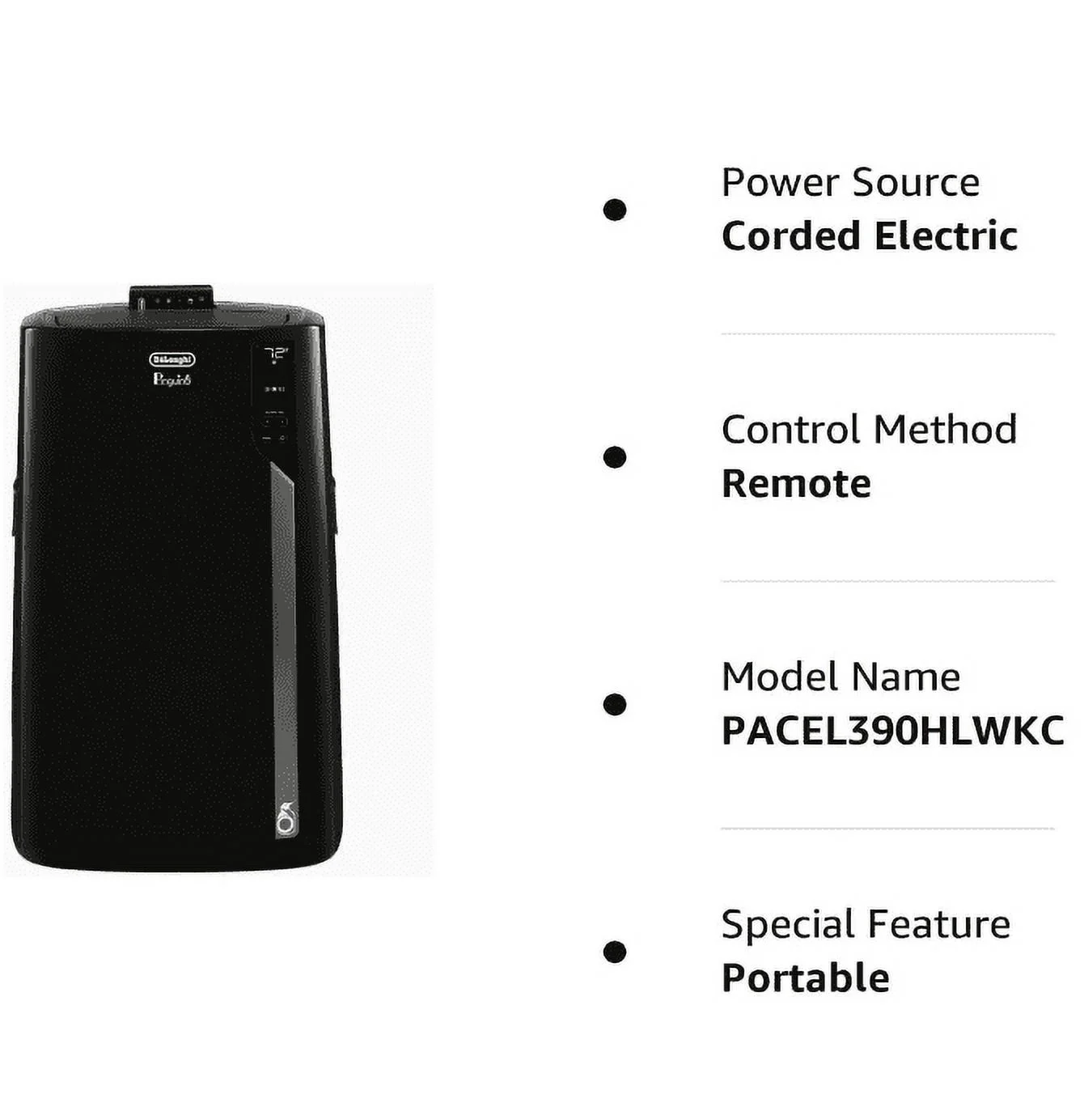 Open Box DeLonghi 14,000 BTU 3-Speed 700 SqFt Air Conditioner PAC-EL390HLWKC-3AL-BK