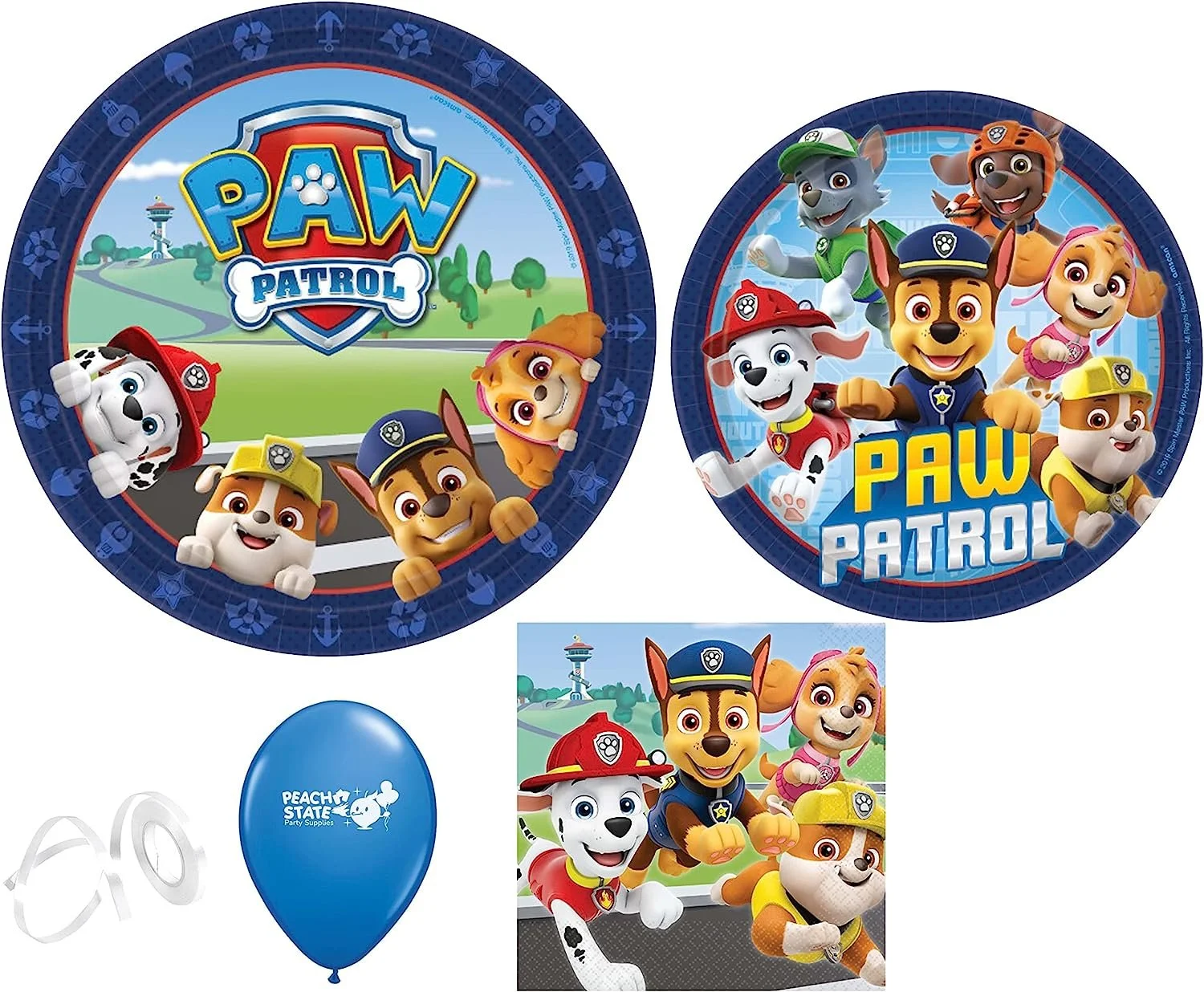 Paw Patrol Plates and Napkins Party Bundle with Lunch and Cake Plates for 8 Guests