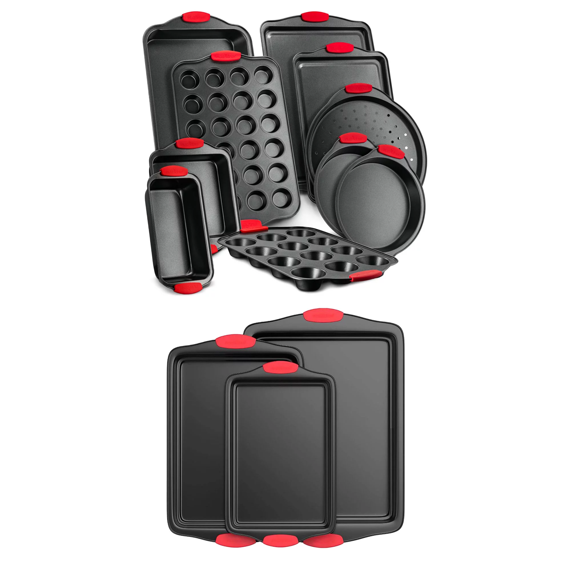 NutriChef Oven Carbon Steel 10 Piece Bakeware Set w/ Deluxe 3 Piece Pan Set