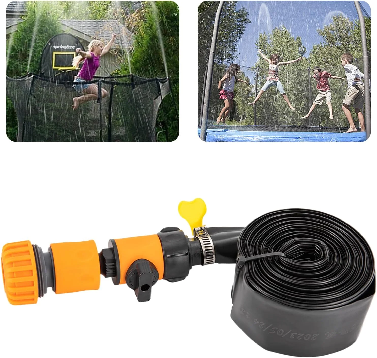 Outdoor 49ft Trampoline Sprinkler for Kids Trampoline Water Park Sprinkler Water Games Yard Toys,PVC