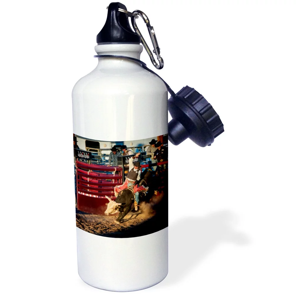 3dRose Arizona, Buckeye, Hellzapoppin Arena. Cowboy rides bull at rodeo. - Water Bottle, 21-ounce