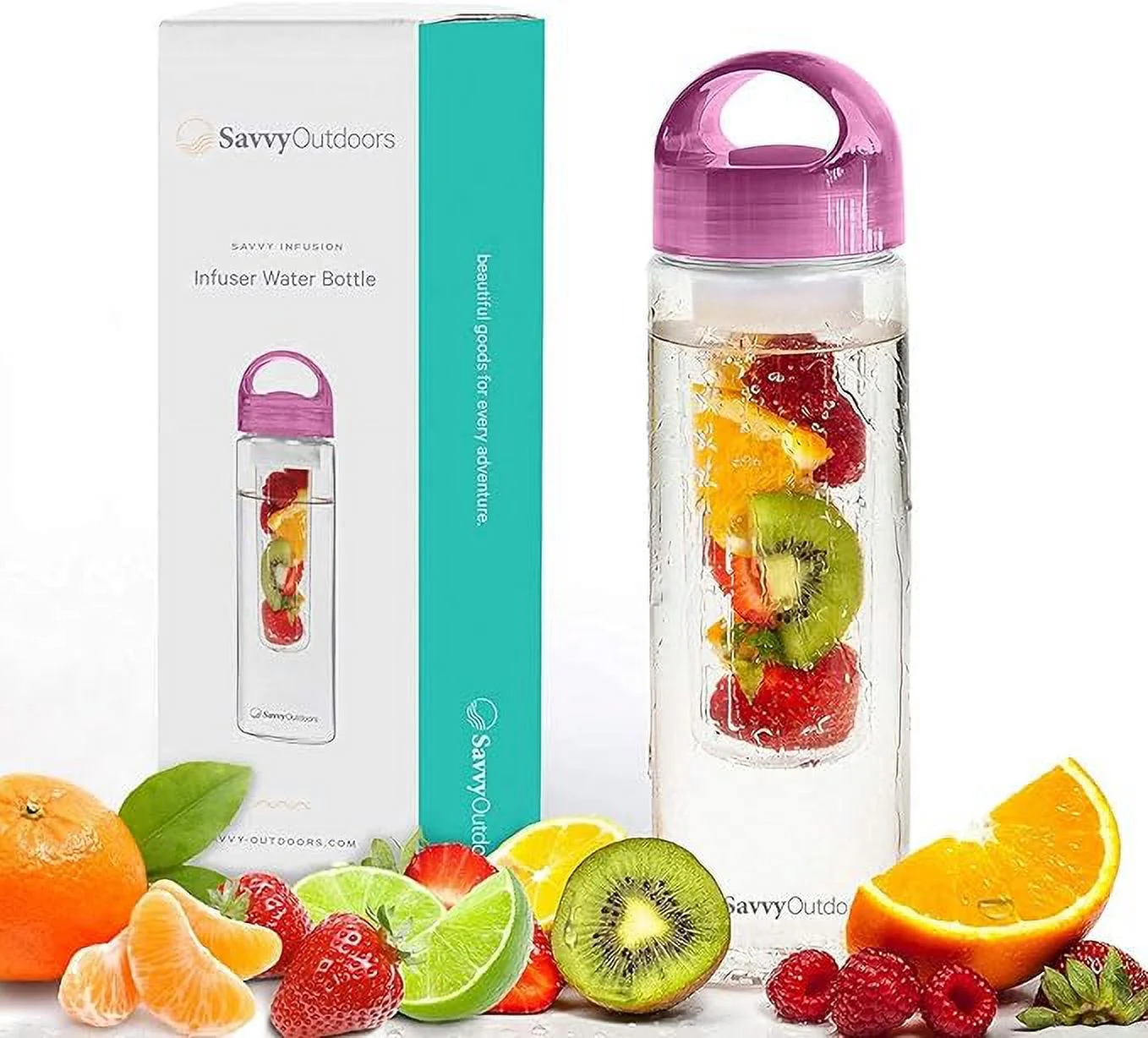 Infusion Fruit Infuser Water Bottle - BPA Free Insulated Water Bottle, Reusable Water Bottle with Fruit Infuser, Easy-to-Clean Gym Accessories for Women, Sports Water Bottle, Savvy Outdoors