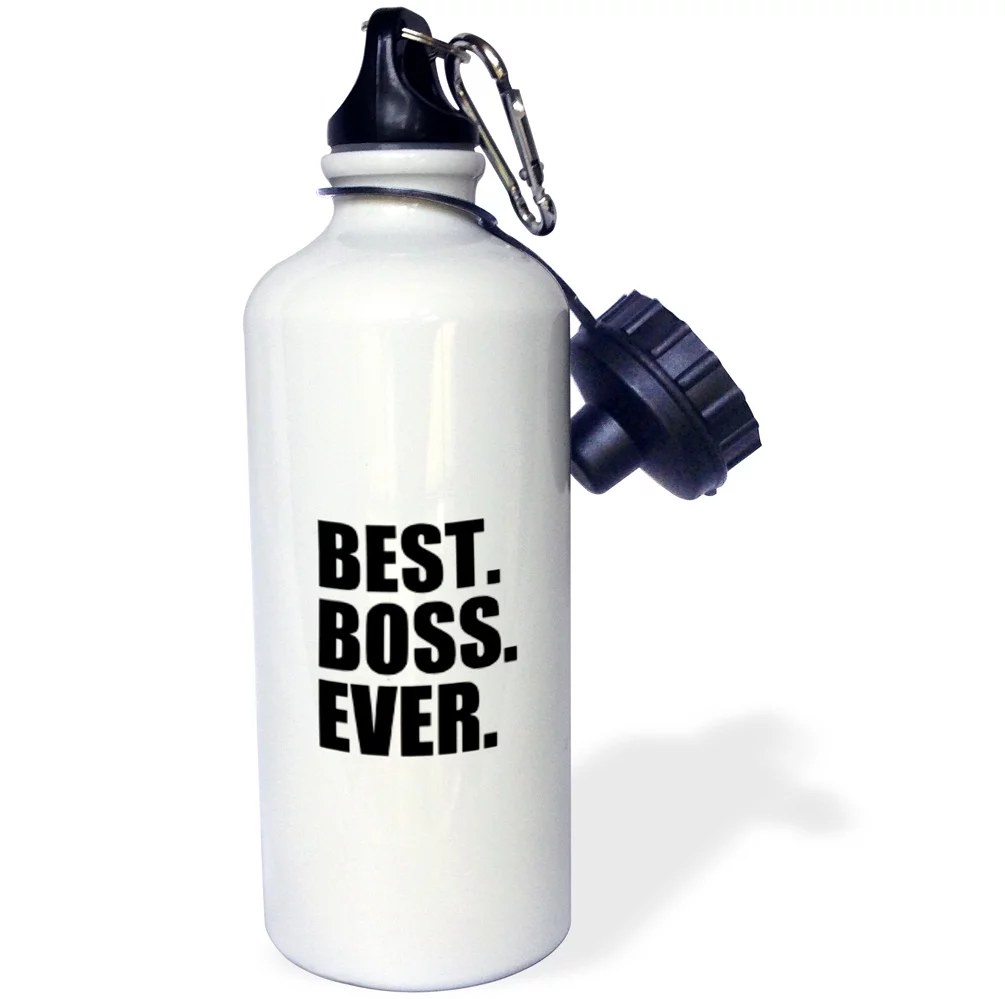 3dRose Best Boss Ever - humorous gifts for the boss - office humor - black text, Sports Water Bottle, 21oz