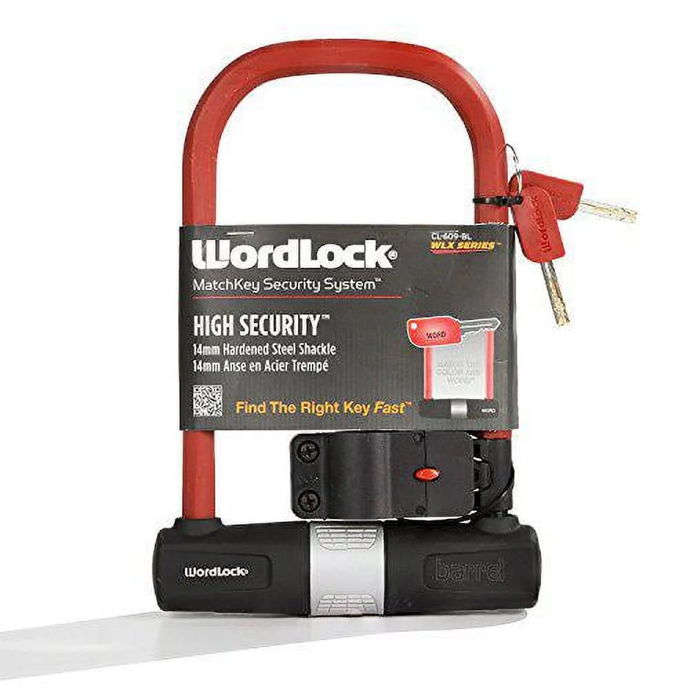 wordlock hex matchkey u-lock, red, 8