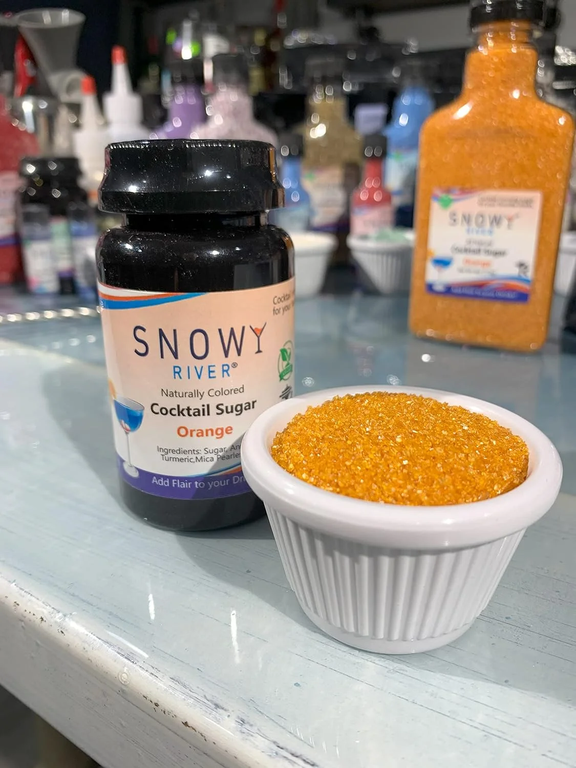 Snowy River Orange Cocktail Sugar Rimmer - Naturally Colored Orange Cocktail Sugar, Beverage Rimmer, Margaritas, Kosher (3Oz)