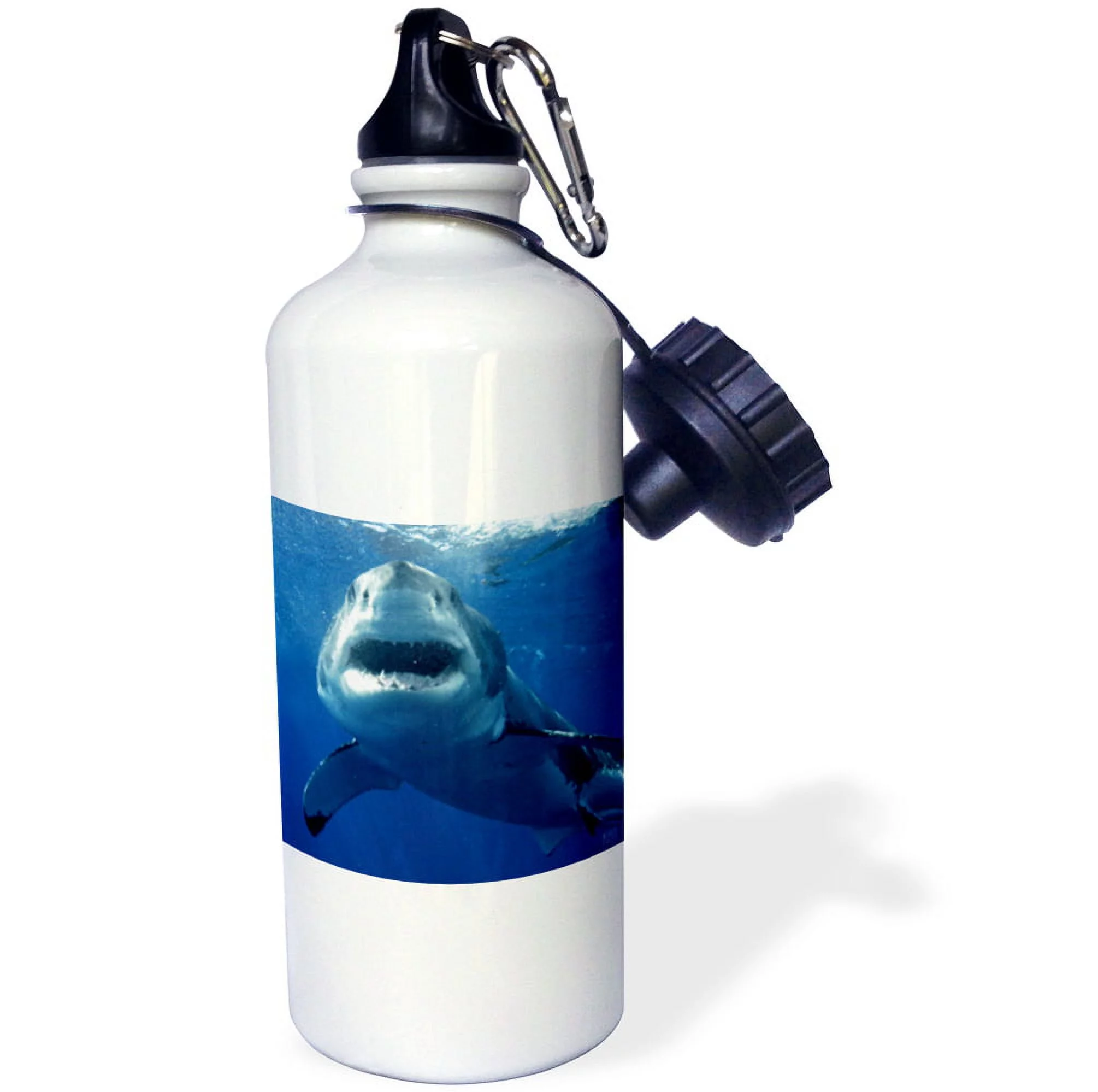 3dRose Great White Shark, Sports Water Bottle, 21oz