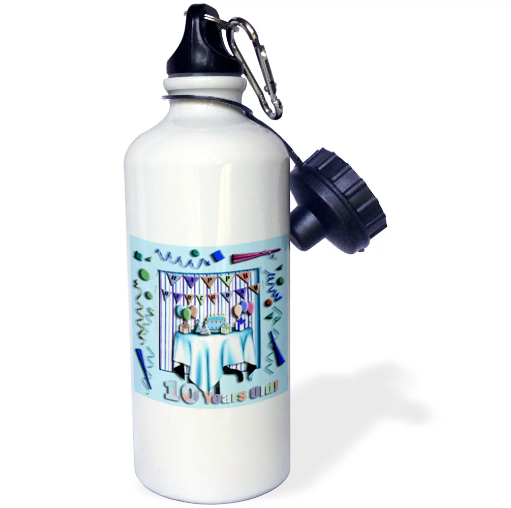 Birthday Room in Blue Happy Birthday 10 Years Old 21 oz Sports Water Bottle wb-32961-1