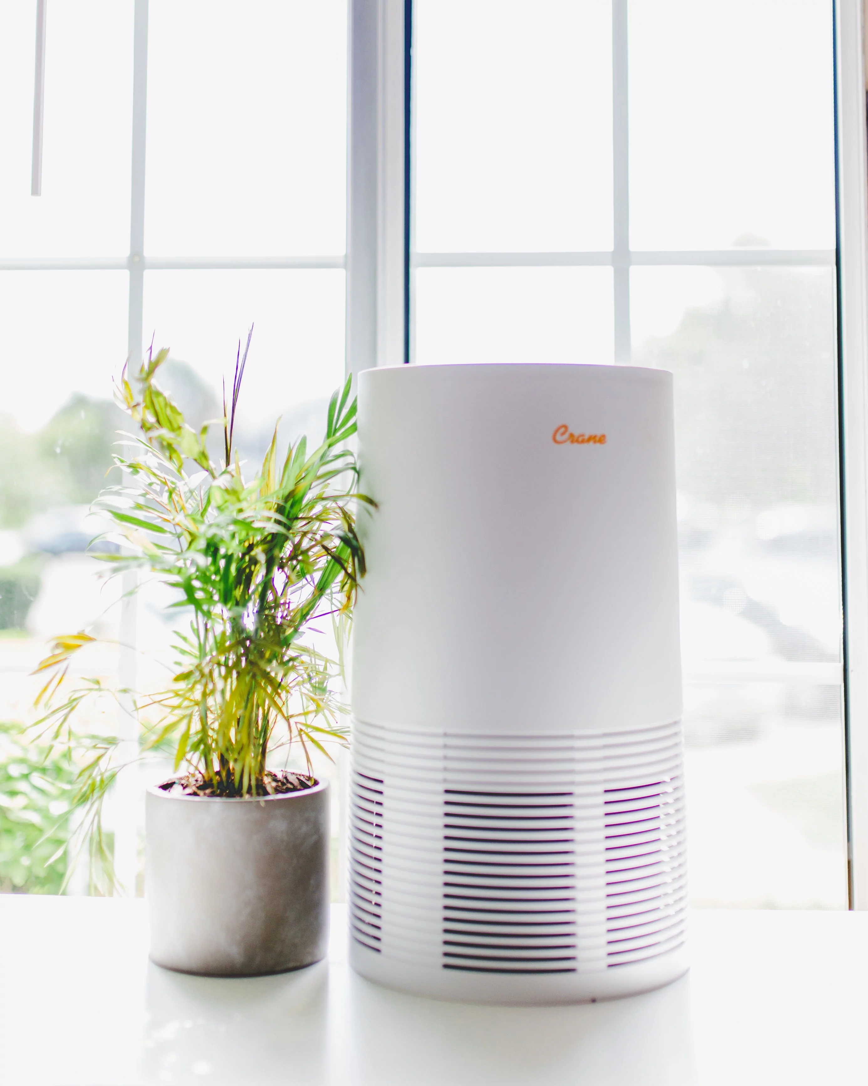 Crane - USA True HEPA Tower Air Purifier with UV Light, 300 Sq feet Coverage, White