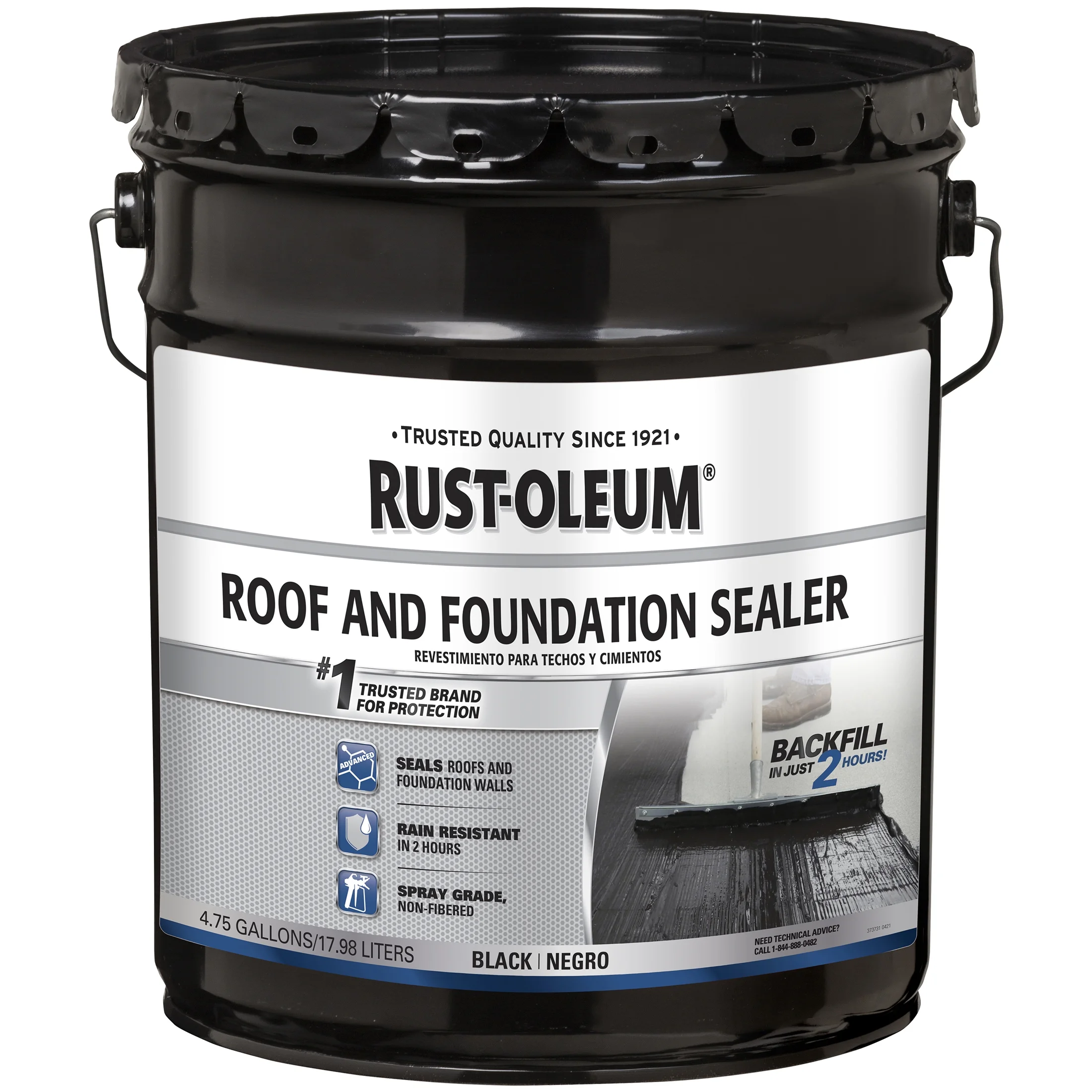 Black, Rust-Oleum Roof and Foundation Sealer - 347434, 4.75 Gallon- 1 Pack