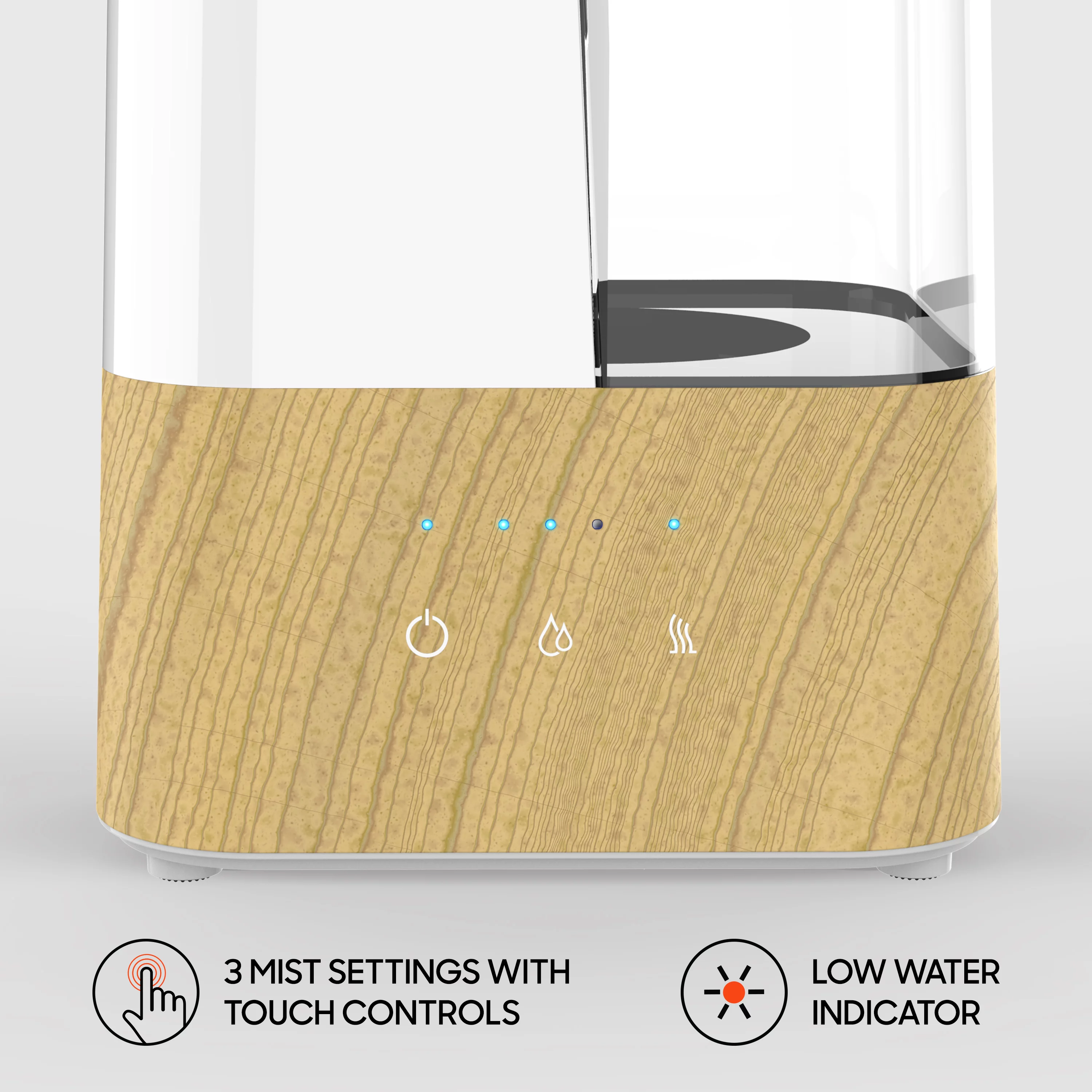 Sharper Image UHS2 Ultrasonic Humidifier, Whisper-Quiet, Warm or Cool Mist, 3 Settings, Filter Free